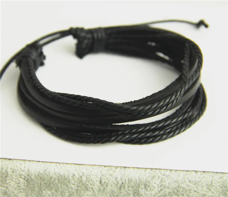 Leather Braided Rope Wristband Bracelets \