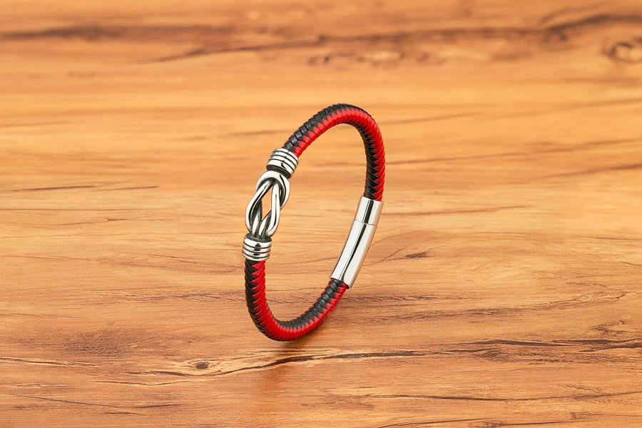 Leather Stainless Steel Irregular Bracelet