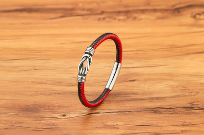 Leather Stainless Steel Irregular Bracelet