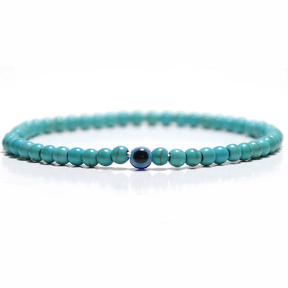 Natural 4mm Stone Beads Evil Eye Bracelet