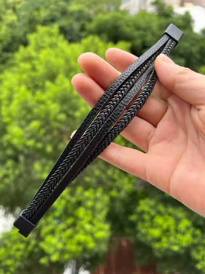 Men Stainless Steel Multilayer Braided Rope Bracelets