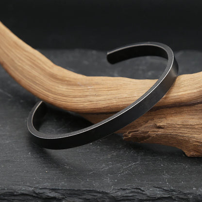 Vintage Black Simple Bracelet For Men Women 316L Stainless Steel Fashion Opening Cuff Bangles Biker Jewelry Gifts Dropshipping