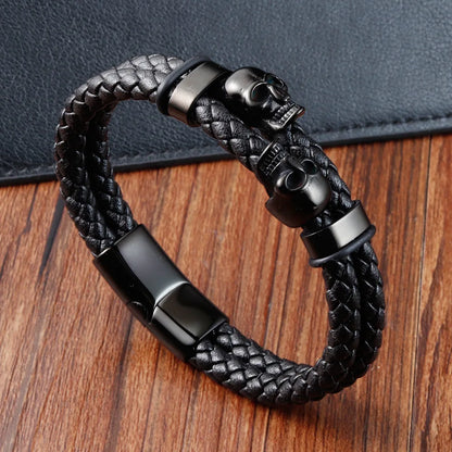 Men Jewelry Black Braided Leather Bracelets