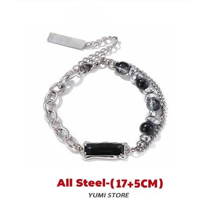 Retro Flame Cross Bracelet For Men Woman Hip Hop Titanium Steel Splice Chain Charm Unisex Jewelry Cool Kpop Luxury Accessories