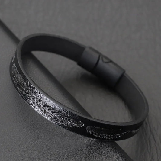 Bangle Detachable Magnet Buckle Leather Bracelet