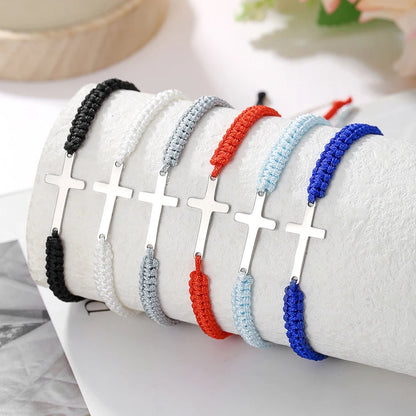 Creative Steel Cross Hand-woven Adjustable Bracelet