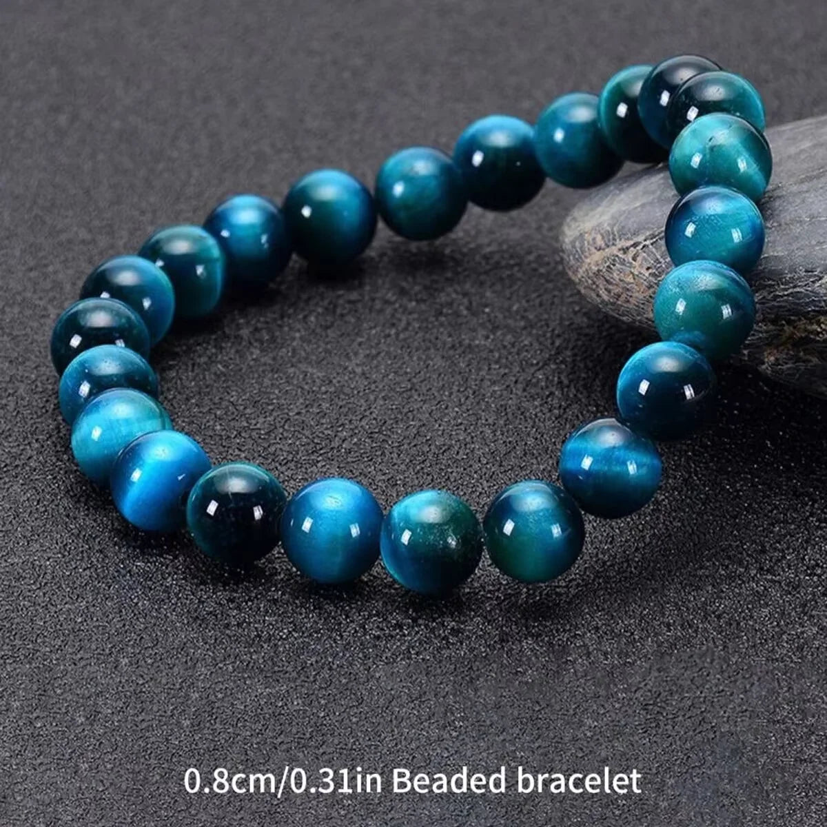 Minimalist Blue Tiger Eye Stone Beaded Bracelet
