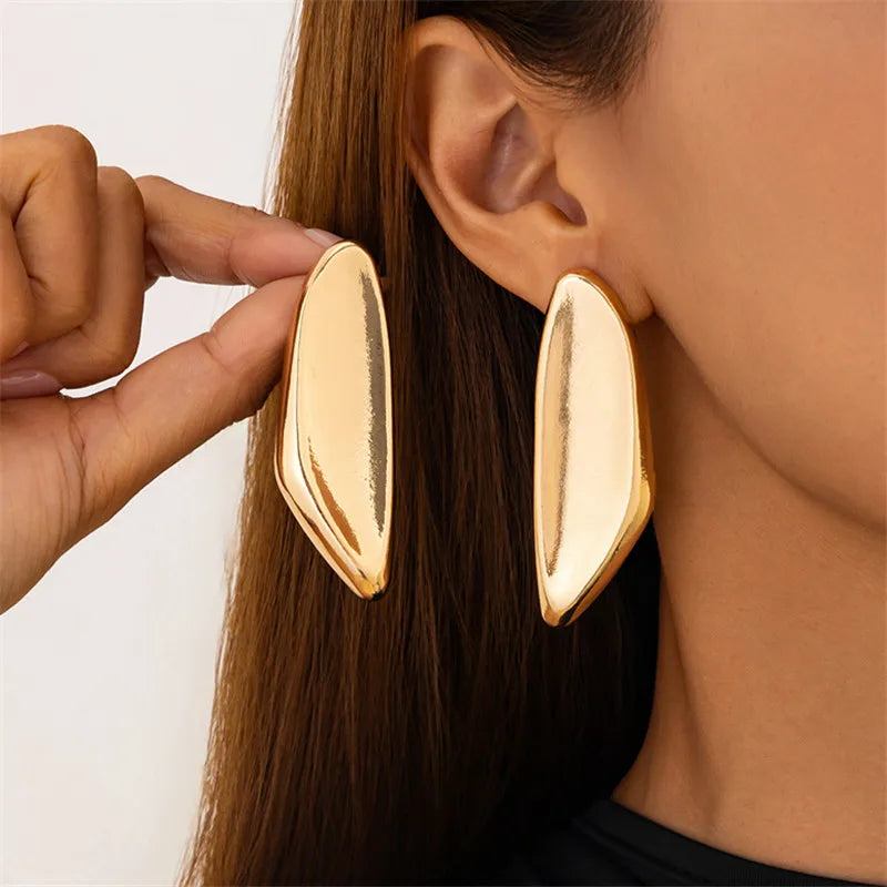 Long Exaggerated Metal Glossy irregular Earring