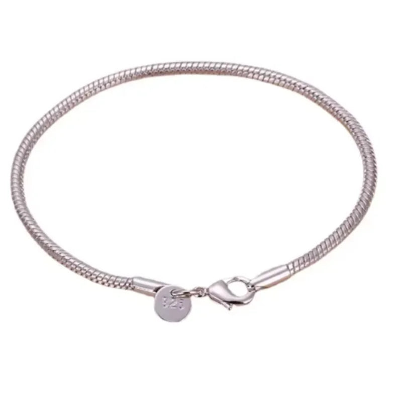 20cm Silver color 3MM Snake Chain Bracelets Factory Fashion Hot Top Quality Jewelry Charm Cute Women Lady Wedding