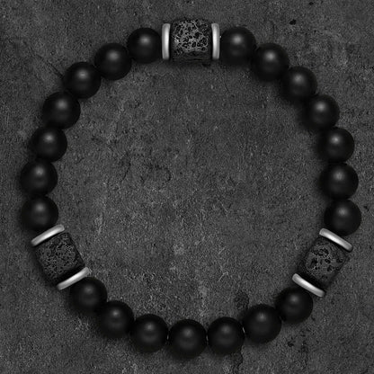 Black Onyx Lava  - Matte Cube Bracelet