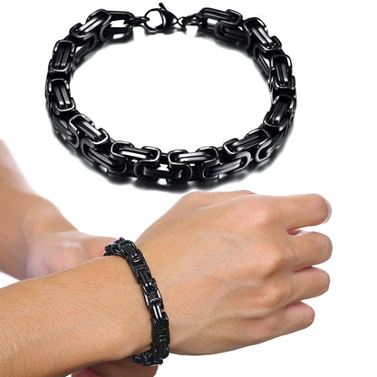 Men's Byzantine Chain Bracelet for Boys, 4/5/6/8MM Wide Stainless Steel Link Wristband,Gifts for Him