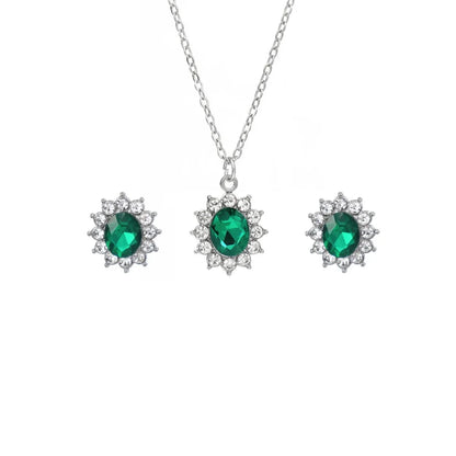 Luxury Women Zircon Necklace & Earrings Jewelry Set