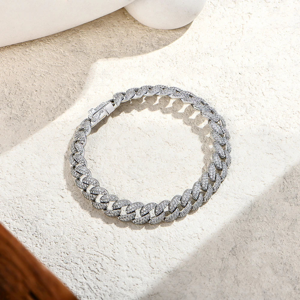 Moissanite Diamond Classic Cuba Chain Bracelet for Men & Women