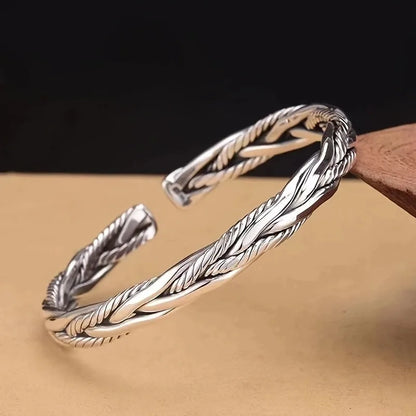 Simple Stainless Steel Twisted Woven Bracelet