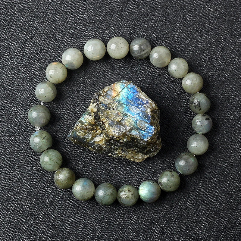 Real Gray Labradorite Bead Bracelet