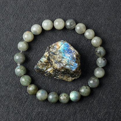 Real Gray Labradorite Bead Bracelet