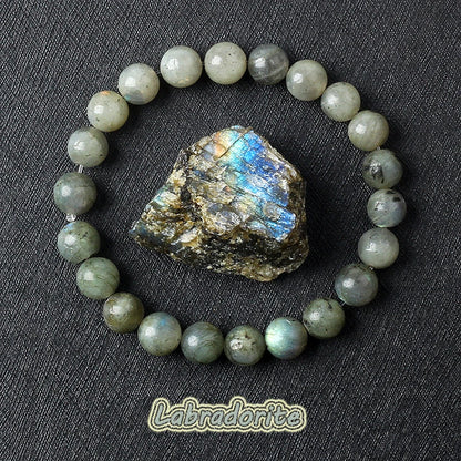 Real Gray Labradorite Bead Bracelet