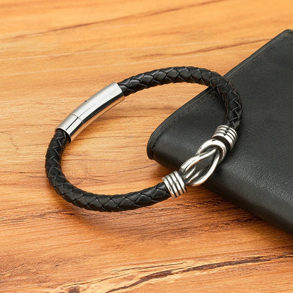 Leather Stainless Steel Irregular Bracelet