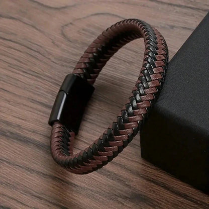 Black PU Leather Magnetic Bracelet