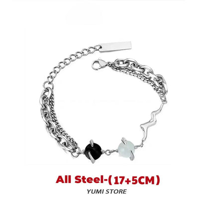 Retro Flame Cross Bracelet For Men Woman Hip Hop Titanium Steel Splice Chain Charm Unisex Jewelry Cool Kpop Luxury Accessories