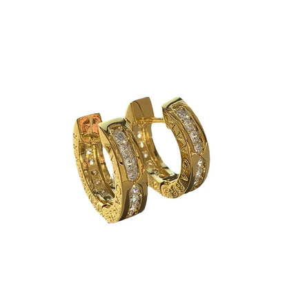 Diamond ring earrings, light luxury, unique and plain ring high-end accessories, versatile and minimalist accessories for women