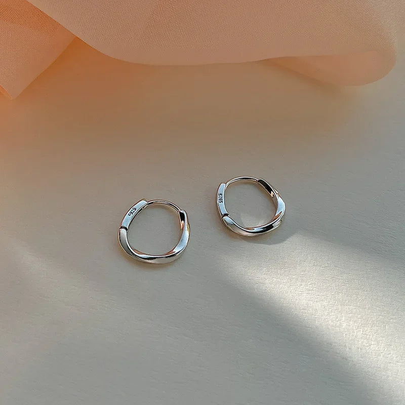925 Sterling Silver Round Earrings Temperament Simple Inlaid for Women Wedding Jewelry Accessories