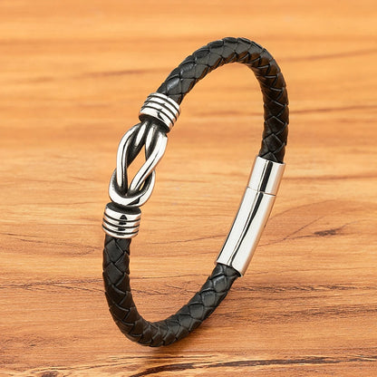 Leather Stainless Steel Irregular Bracelet