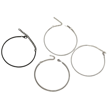 4pcs/set Stainless Steel Box Chain Bracelet