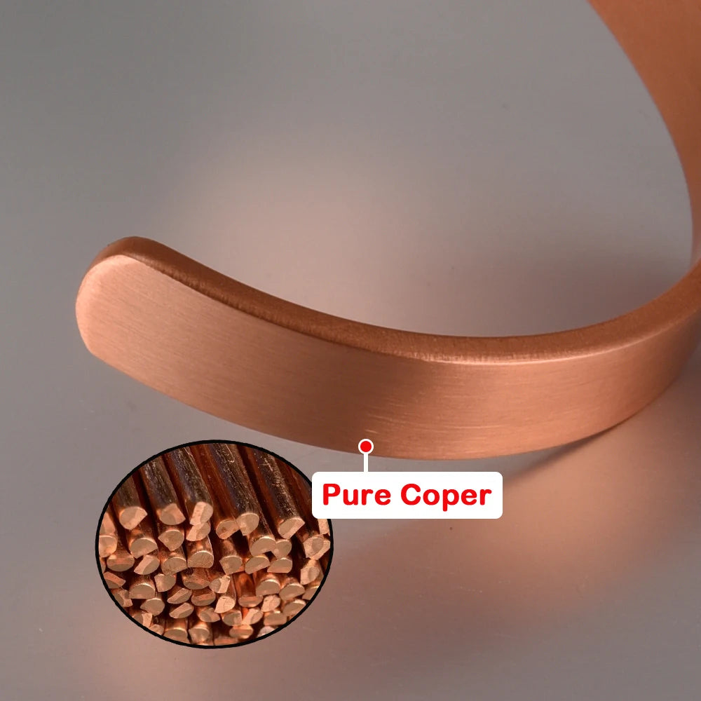 Vinterly Pure Copper Bracelets for Women Men Unisex 8mm Adjustable Open Cuff Bangles Female Resizable Jewelry Soft Metal Simple