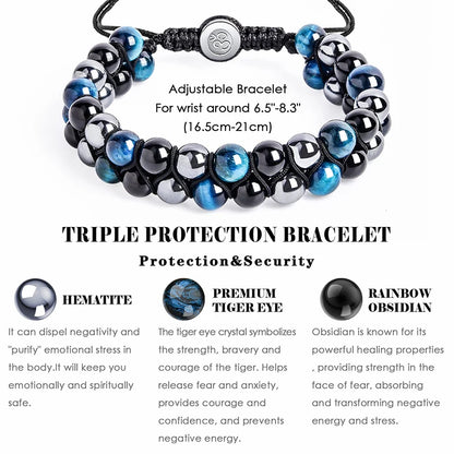 Triple Protection 8mm Beads Bracelet