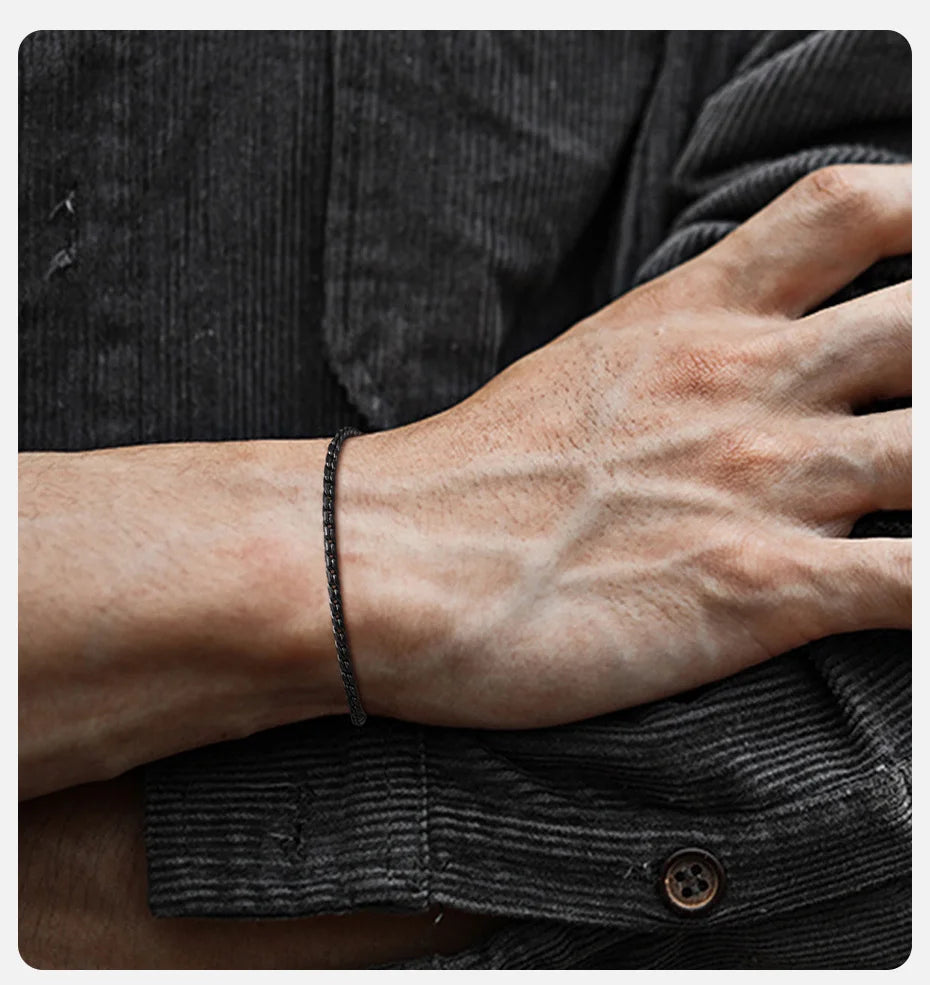 Vnox Slim 2.5mm Snake Links Bracelets for Men Teens Boys,Adjustable Stainless Steel Twisted Chain Bracelets,Simple Metal Jewelry