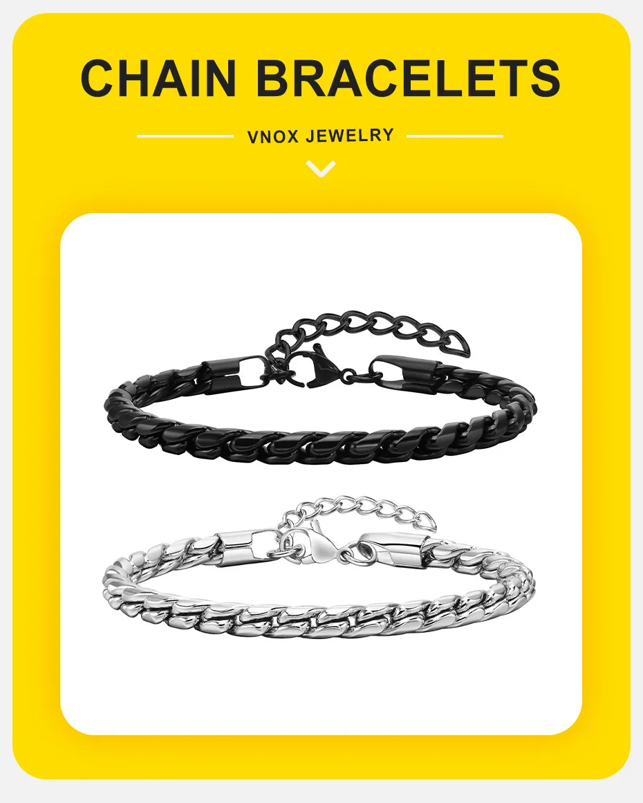 Punk Men Snake Link Chain Bracelets