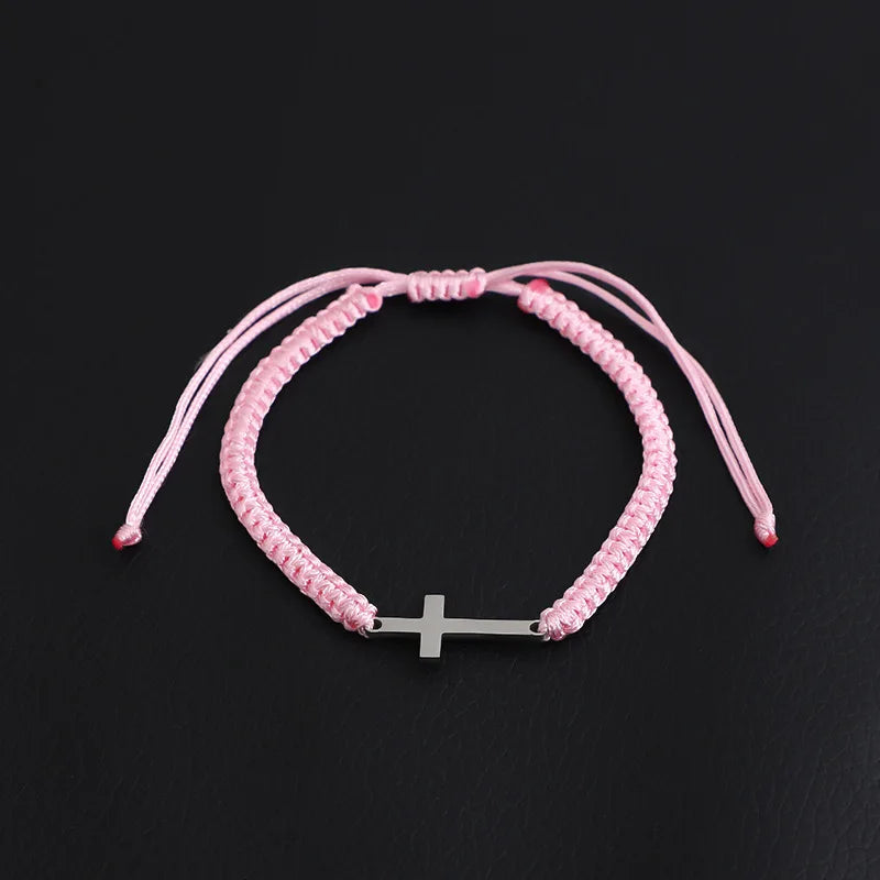 Cross Black White Braided Rope Couple Bracelets