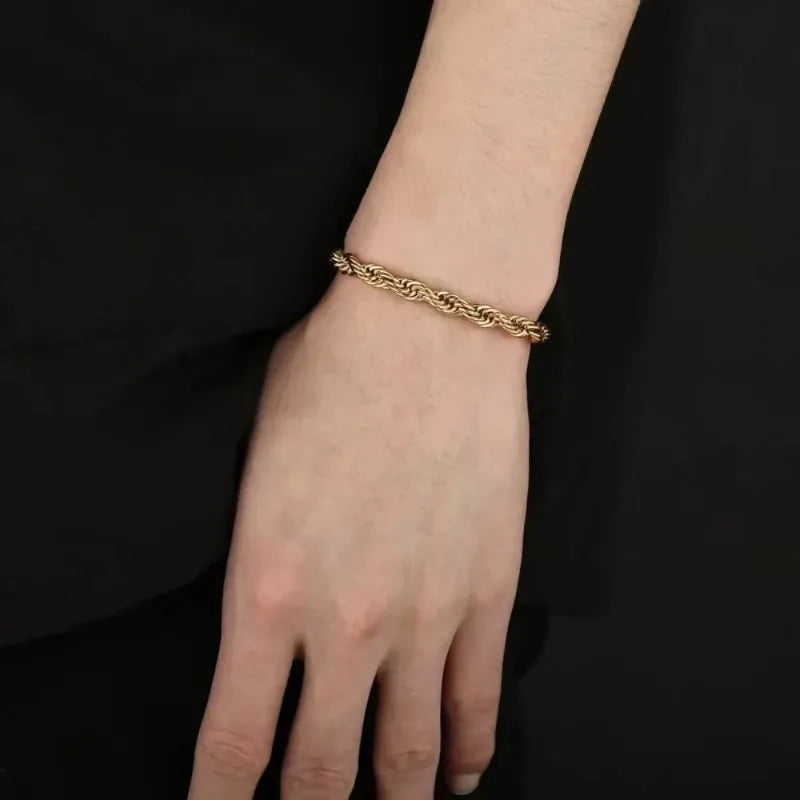 18k Gold Plated 925 Sterling Silver 4MM Chain Bracelets