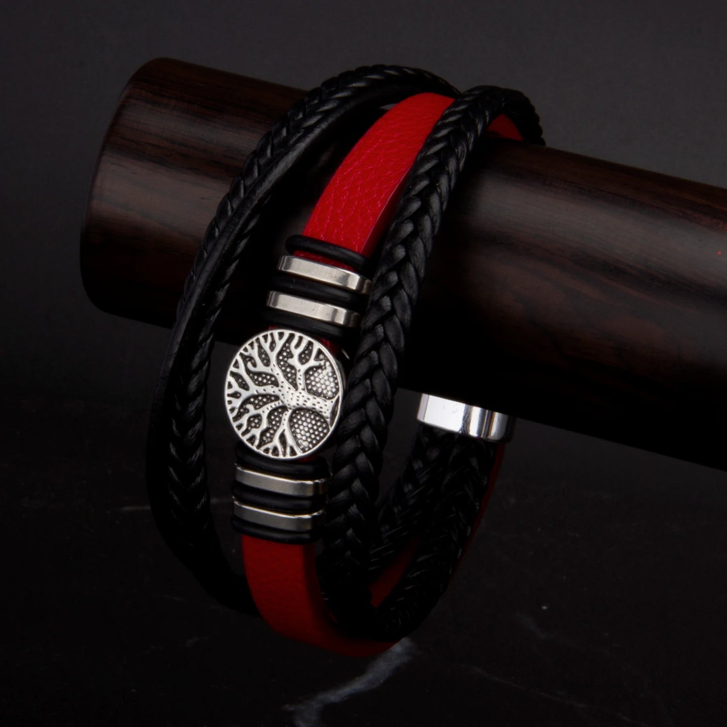 3 Color Woven Leather Multi-Layer Rope Men's Bracelet