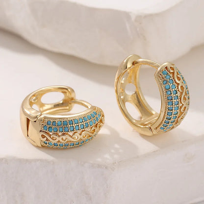 1 Pair of Elegant and Retro Hollowed-out Small Ring Earrings, Suitable for Daily Casual Wear and Banquets