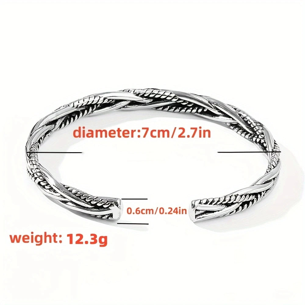 Simple Stainless Steel Twisted Woven Bracelet