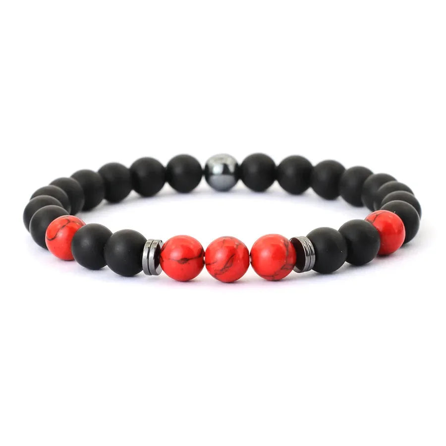 Men‘s Chic Black & Red Bead Bracelet