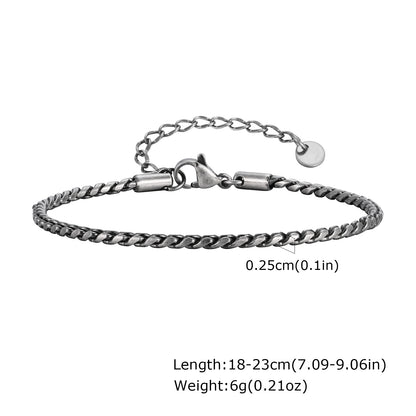 Vnox Slim 2.5mm Snake Links Bracelets for Men Teens Boys,Adjustable Stainless Steel Twisted Chain Bracelets,Simple Metal Jewelry