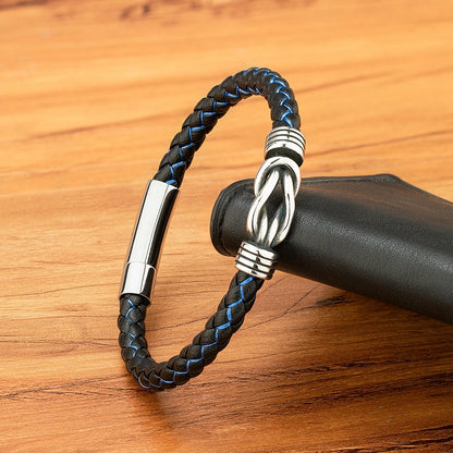 Leather Stainless Steel Irregular Bracelet