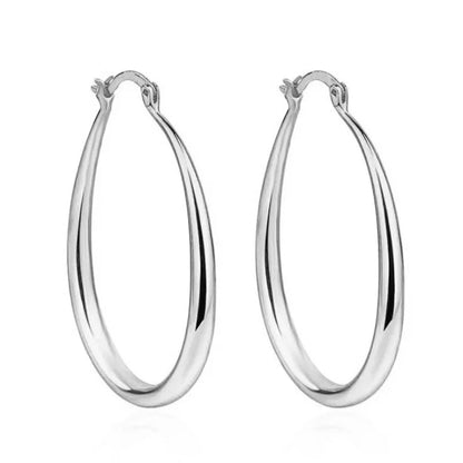 Simple And Stylish Oval Golden And Silvery Large Circle Earrings Are Suitable For Women To Wear At Banquets Or Festive Gifts Fo