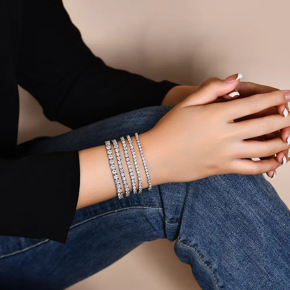 Tennis 925 Sterling Silver Plated Bracelet For Women
