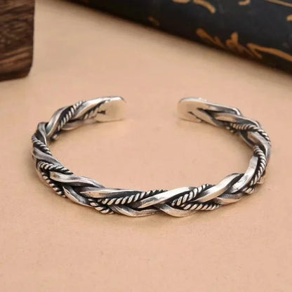Silver Plated Twisted Twist Cuff Bracelet