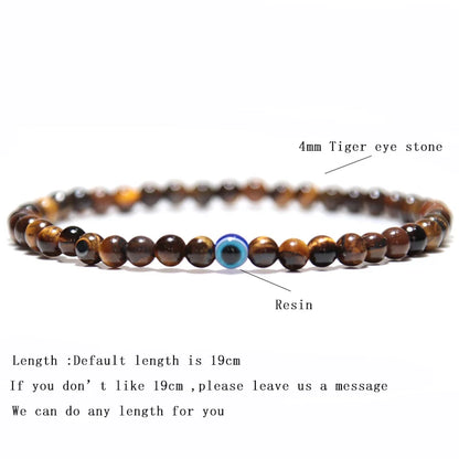 Natural 4mm Stone Beads Evil Eye Bracelet