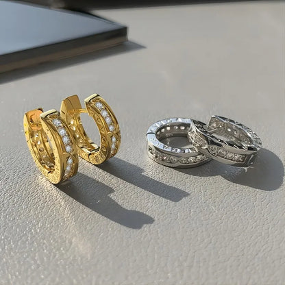 Diamond ring earrings, light luxury, unique and plain ring high-end accessories, versatile and minimalist accessories for women