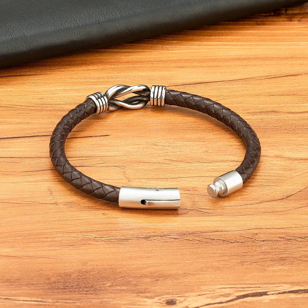 Leather Stainless Steel Irregular Bracelet