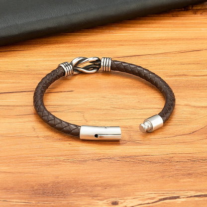 Leather Stainless Steel Irregular Bracelet