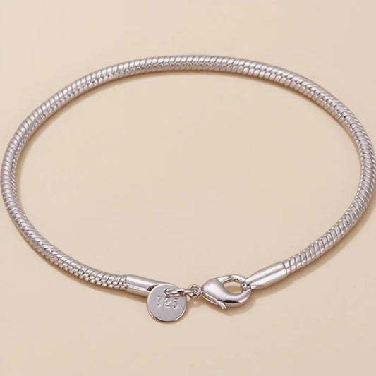 20cm Silver color 3MM Snake Chain Bracelets Factory Fashion Hot Top Quality Jewelry Charm Cute Women Lady Wedding