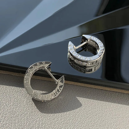 Diamond ring earrings, light luxury, unique and plain ring high-end accessories, versatile and minimalist accessories for women