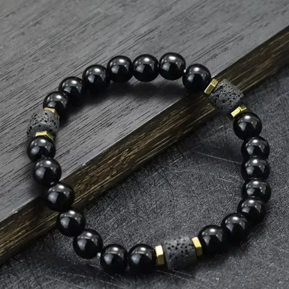 Black Onyx Lava  - Matte Cube Bracelet